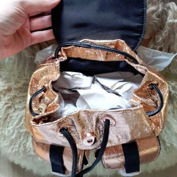 NWT Kendall + Kylie copper logo metallic backpack